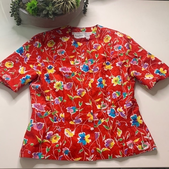 Vintage Anne Crimmins for Umi Collection short sleeve button down floral jacket - Picture 8 of 10